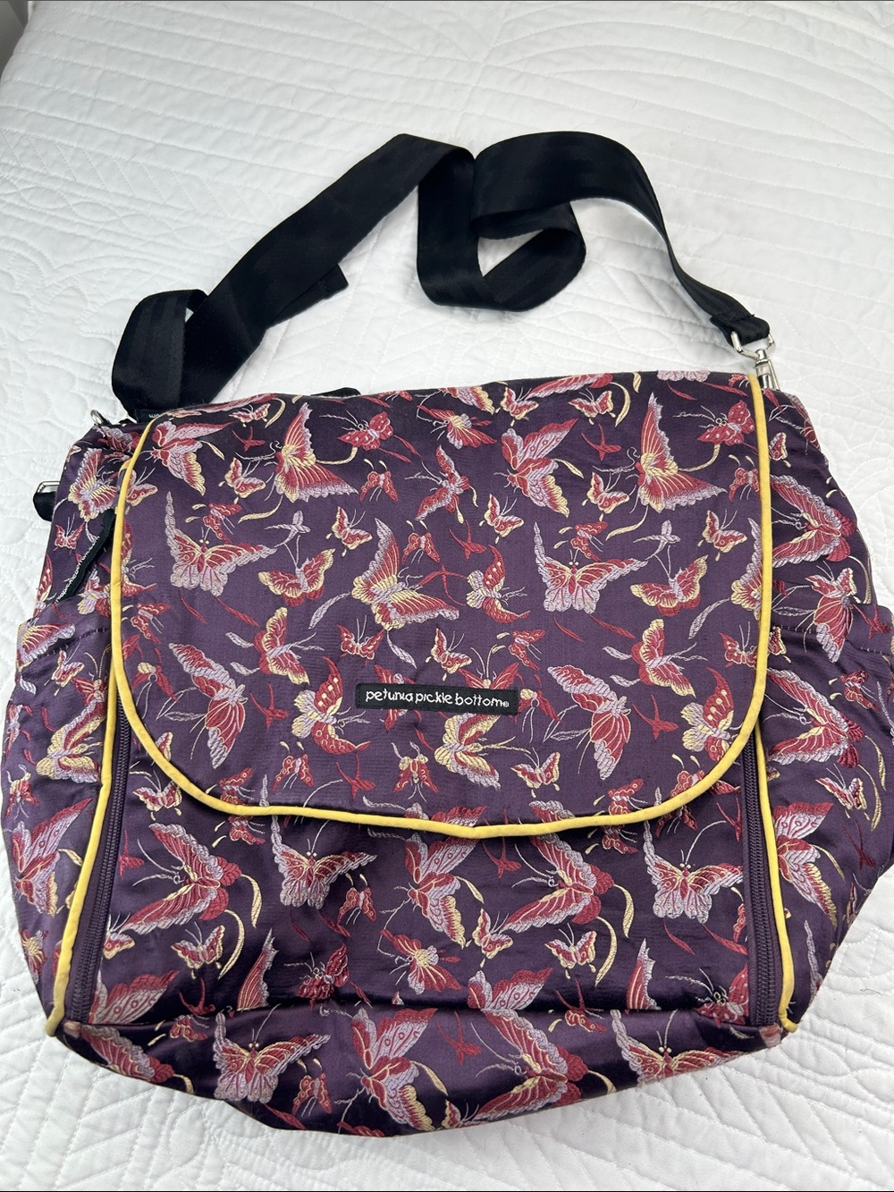 Petunia Pickle Bottom Whimsical Silky Moth Print Diaper Bag